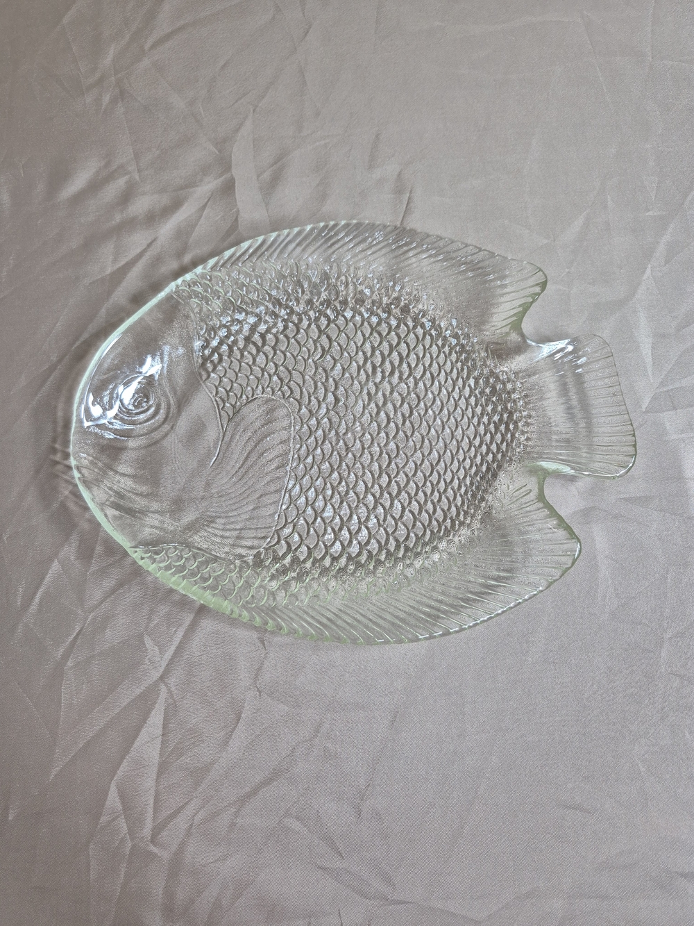 Vintage Clear Glass Fish Poisson Plate Platter